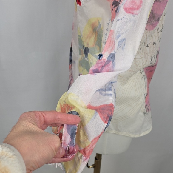 Desigual Floral Button-Up Shirt β Adjustable Sleeves, Womenβs XS - Picture 4 of 11